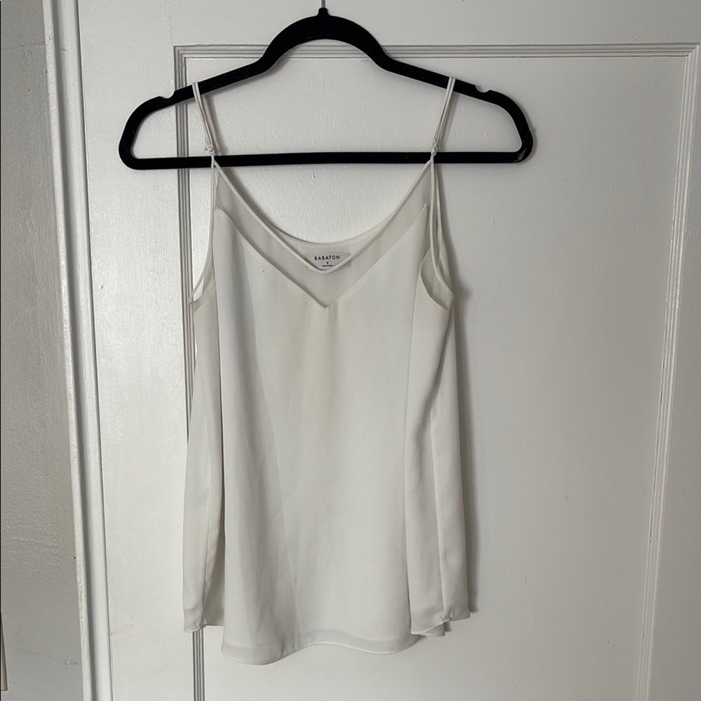 Babaton White Camisole Top with V-Neckline